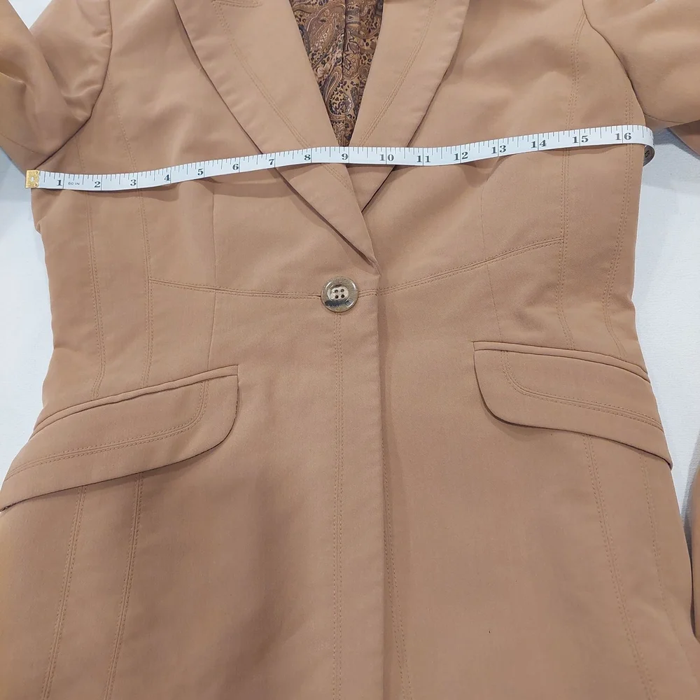 Tan Wool-Blend Blazer with Tailored Fit - Picture 10 of 10